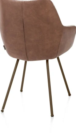 Best XOOON Mats, armstoel 4-poots - steelbrown - combi Pala cognac + Luton koper