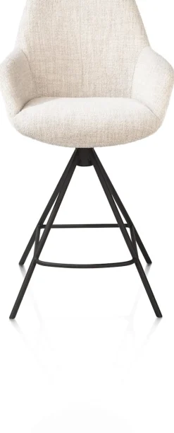 Outlet XOOON Mats, barstoel - metalen 4-pootjes - rough off black - Luton - Creme