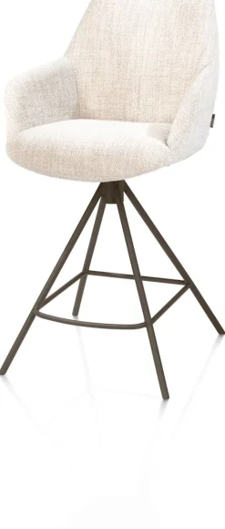 Outlet XOOON Mats, barstoel - metalen 4-pootjes - steelbrown - Luton - Creme