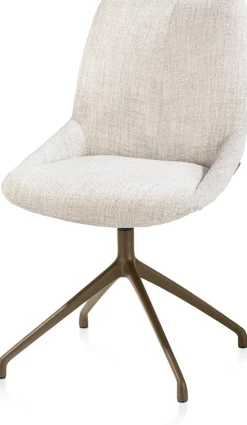 Hot XOOON Mats, eetkamerstoel - draaibaar - steelbrown - Luton - Creme