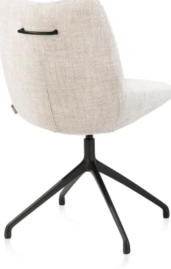 Best XOOON Mats, eetkamerstoel - draaibaar - rough off black - Luton - Creme