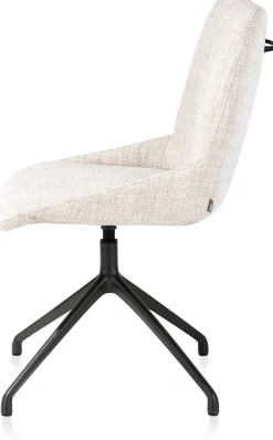 Best XOOON Mats, eetkamerstoel - draaibaar - rough off black - Luton - Creme