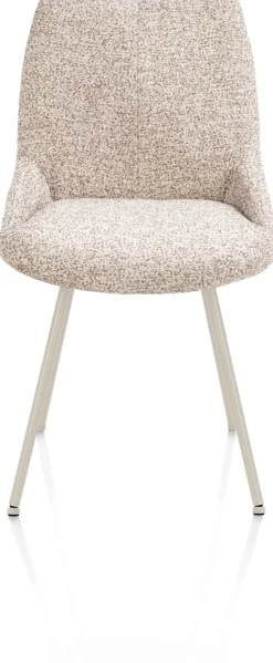 Clearance XOOON Mats, eetkamerstoel - 4-pootjes - creme - Luton - koper