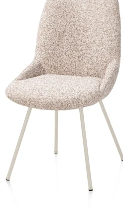 Clearance XOOON Mats, eetkamerstoel - 4-pootjes - creme - Luton - koper