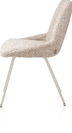 Clearance XOOON Mats, eetkamerstoel - 4-pootjes - creme - Luton - koper