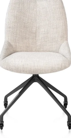 Sale XOOON Mats, eetkamerstoel - wielen - grafiet - Luton - Creme