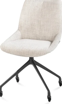 Sale XOOON Mats, eetkamerstoel - wielen - grafiet - Luton - Creme