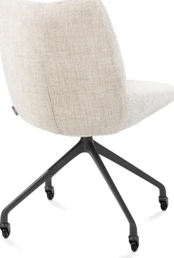 Sale XOOON Mats, eetkamerstoel - wielen - grafiet - Luton - Creme