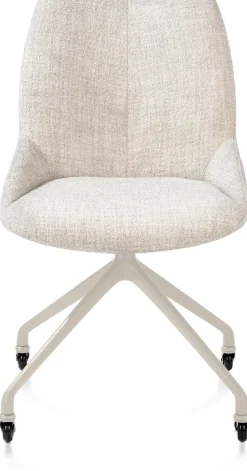 Clearance XOOON Mats, eetkamerstoel - wielen - creme - Luton - Creme