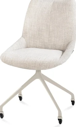 Clearance XOOON Mats, eetkamerstoel - wielen - creme - Luton - Creme