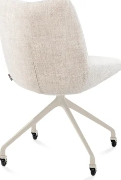 Clearance XOOON Mats, eetkamerstoel - wielen - creme - Luton - Creme