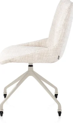 Clearance XOOON Mats, eetkamerstoel - wielen - creme - Luton - Creme