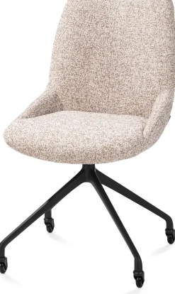 Discount XOOON Mats, eetkamerstoel - wielen - rough off black - Luton - koper