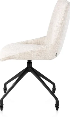 Best XOOON Mats, eetkamerstoel - wielen - rough off black - Luton - Creme