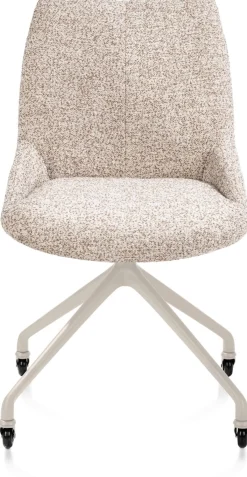 XOOON Mats, eetkamerstoel - wielen - creme - Luton - koper