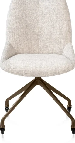 Online XOOON Mats, eetkamerstoel - wielen - steelbrown - Luton - Creme