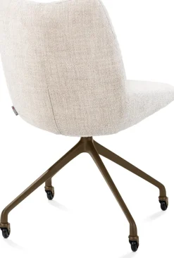 Online XOOON Mats, eetkamerstoel - wielen - steelbrown - Luton - Creme