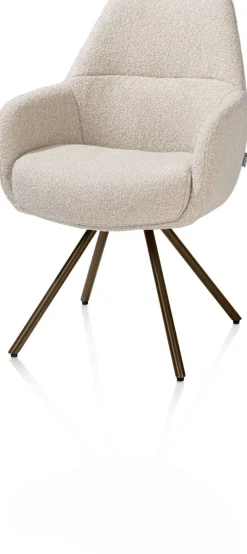 Online XOOON Mavis, armstoel met draaifunctie, incl. pocket, stof Cloudy, frame steel brown - beige