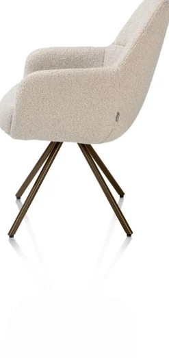 Online XOOON Mavis, armstoel met draaifunctie, incl. pocket, stof Cloudy, frame steel brown - beige