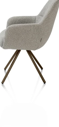 Sale XOOON Mavis, armstoel met draaifunctie, incl. pocket, stof Cloudy, frame steel brown - Olijf