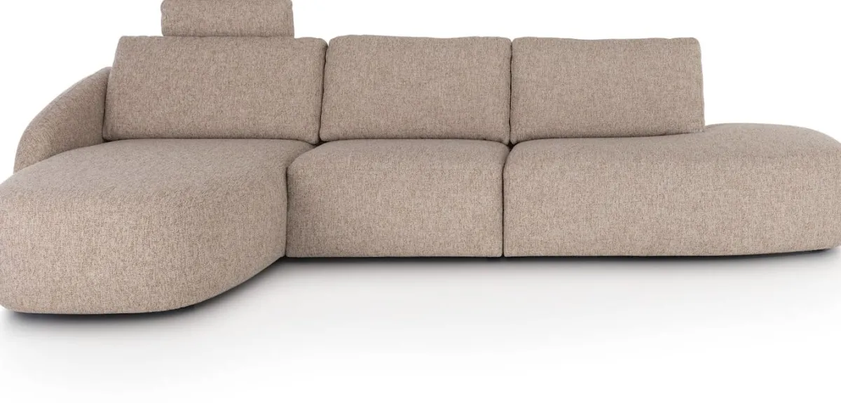 Outlet XOOON Merano, Longchair links ronde arm - 1 zits zonder armen - ottomane small rechts