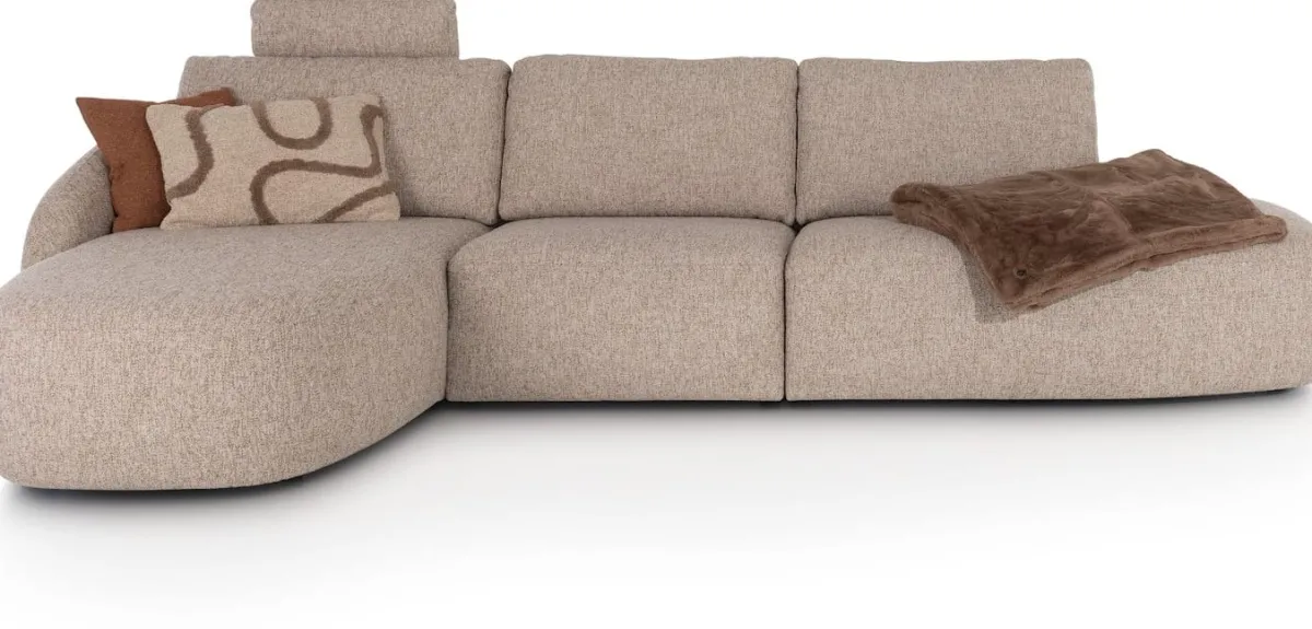 Outlet XOOON Merano, Longchair links ronde arm - 1 zits zonder armen - ottomane small rechts