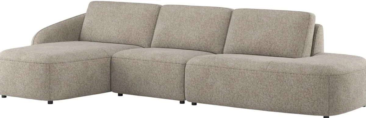 Outlet XOOON Merano, Longchair links ronde arm - 1 zits zonder armen - ottomane small rechts