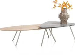 Clearance XOOON NIORA salontafel 85 x 77 cm - HPL marmer licht grijs