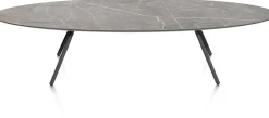 Clearance XOOON NIORA salontafel 150 x 50 cm - HPL marmer licht grijs - grafiet