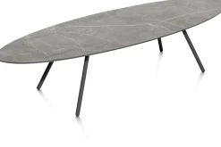 Clearance XOOON NIORA salontafel 150 x 50 cm - HPL marmer licht grijs - grafiet