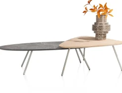 New XOOON NIORA salontafel 85 x 77 cm - eiken fineer - zijdegrijs