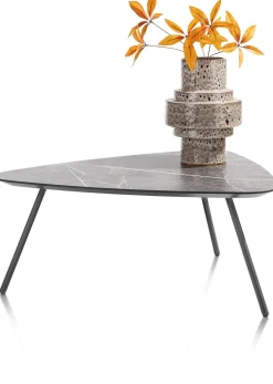 XOOON NIORA salontafel 85 x 77 cm - HPL marmer licht grijs - grafiet