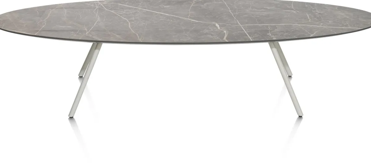 XOOON NIORA salontafel 150 x 50 cm - HPL marmer licht grijs