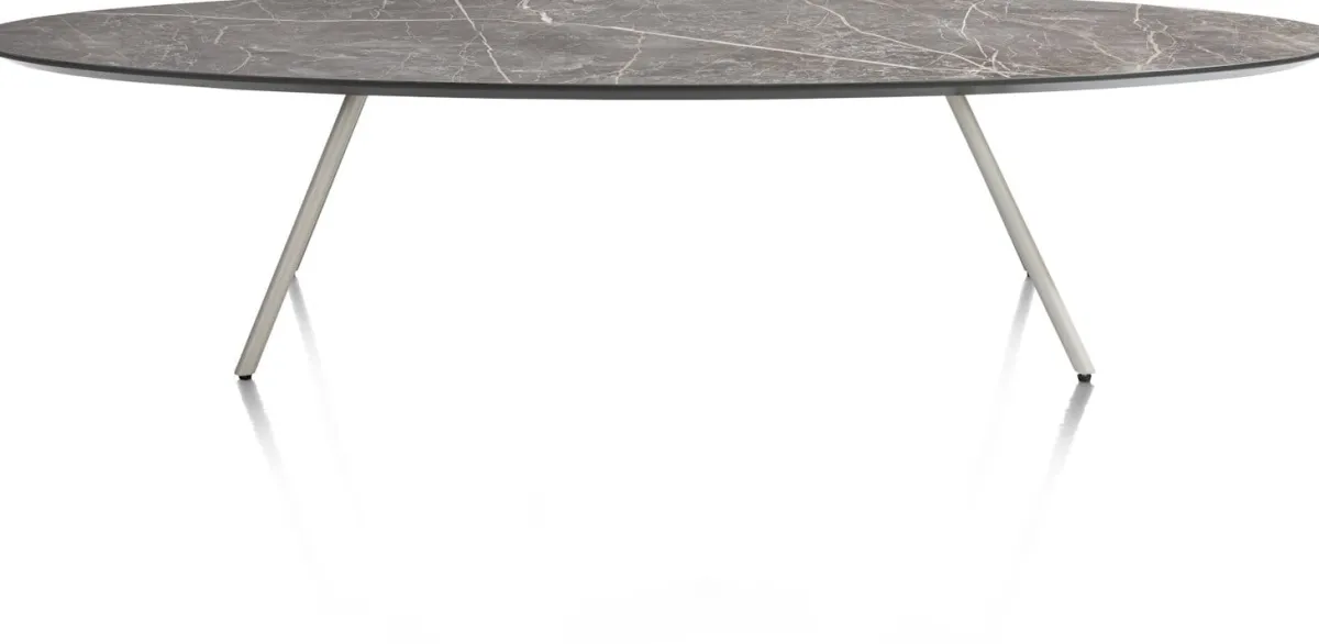 XOOON NIORA salontafel 150 x 50 cm - HPL marmer licht grijs
