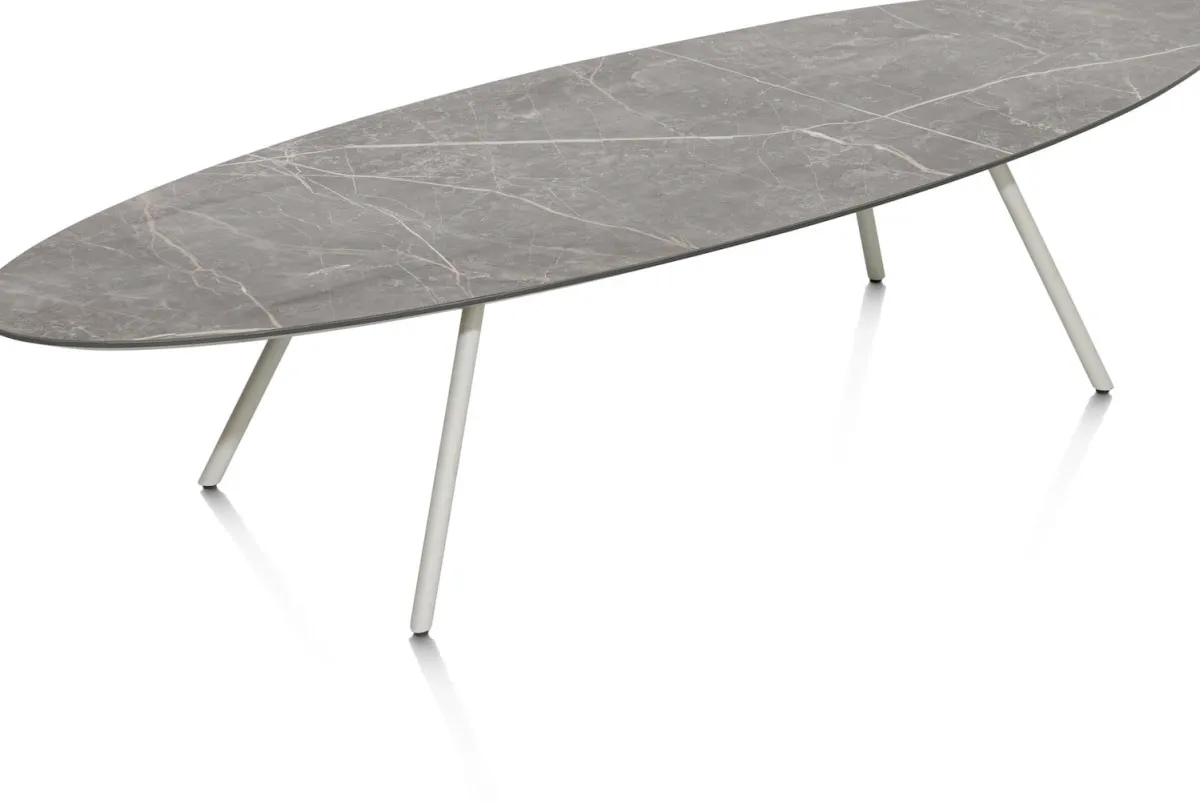 XOOON NIORA salontafel 150 x 50 cm - HPL marmer licht grijs