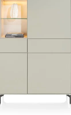 Sale XOOON NOON bergkast 120 cm - 3-deuren + 2-laden (+ LED) - zijdegrijs