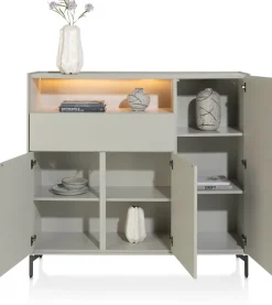 Discount XOOON NOON dressette 148 cm - 3-deuren + 1-lade + 1-niche (+ LED)