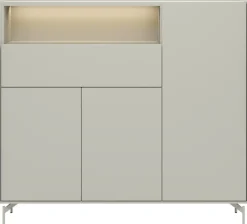 Discount XOOON NOON dressette 148 cm - 3-deuren + 1-lade + 1-niche (+ LED)