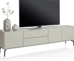 Sale XOOON NOON lowboard 210 cm - 3-deuren + 2-laden - zijdegrijs