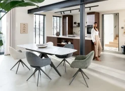 Sale XOOON PADOVA uitschuiftafel 180 (+ 60) x 90 cm - keramiek op glas - wit