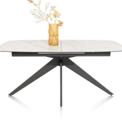 Sale XOOON PADOVA uitschuiftafel 180 (+ 60) x 90 cm - keramiek op glas - wit