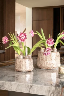 Outlet XOOON Safia vaas H21cm in de kleur Beige - COCOmaison