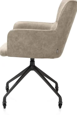 Sale XOOON Sage, armstoel + wielen - alu frame in rough off black - stof Oregon - beige