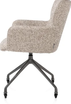 Online XOOON Sage, armstoel + wielen - alu frame in graphiet - stof Luton - koper