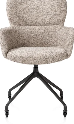 Best XOOON Sage, armstoel + wielen - alu frame in rough off black - stof Luton - koper