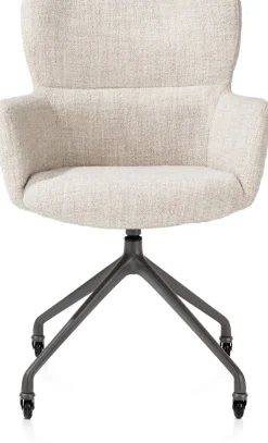 Clearance XOOON Sage, armstoel + wielen - alu frame in graphiet - stof Luton - Creme