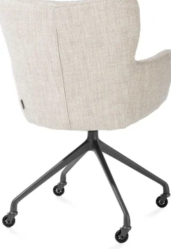 Clearance XOOON Sage, armstoel + wielen - alu frame in graphiet - stof Luton - Creme