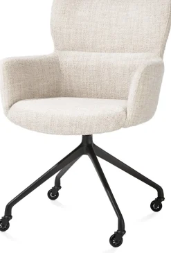 Sale XOOON Sage, armstoel + wielen - alu frame in rough off black - stof Luton - Creme