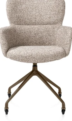 Clearance XOOON Sage, armstoel + wielen - alu frame in steelbrown - stof Luton - koper