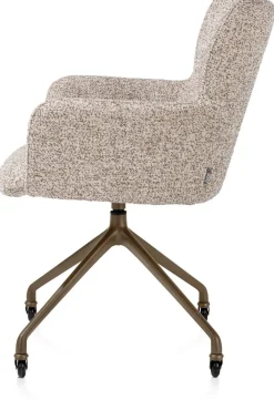 Clearance XOOON Sage, armstoel + wielen - alu frame in steelbrown - stof Luton - koper